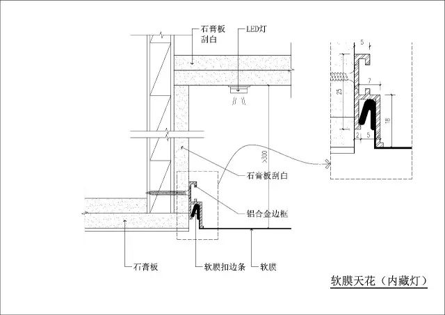 软膜天花安装节点图